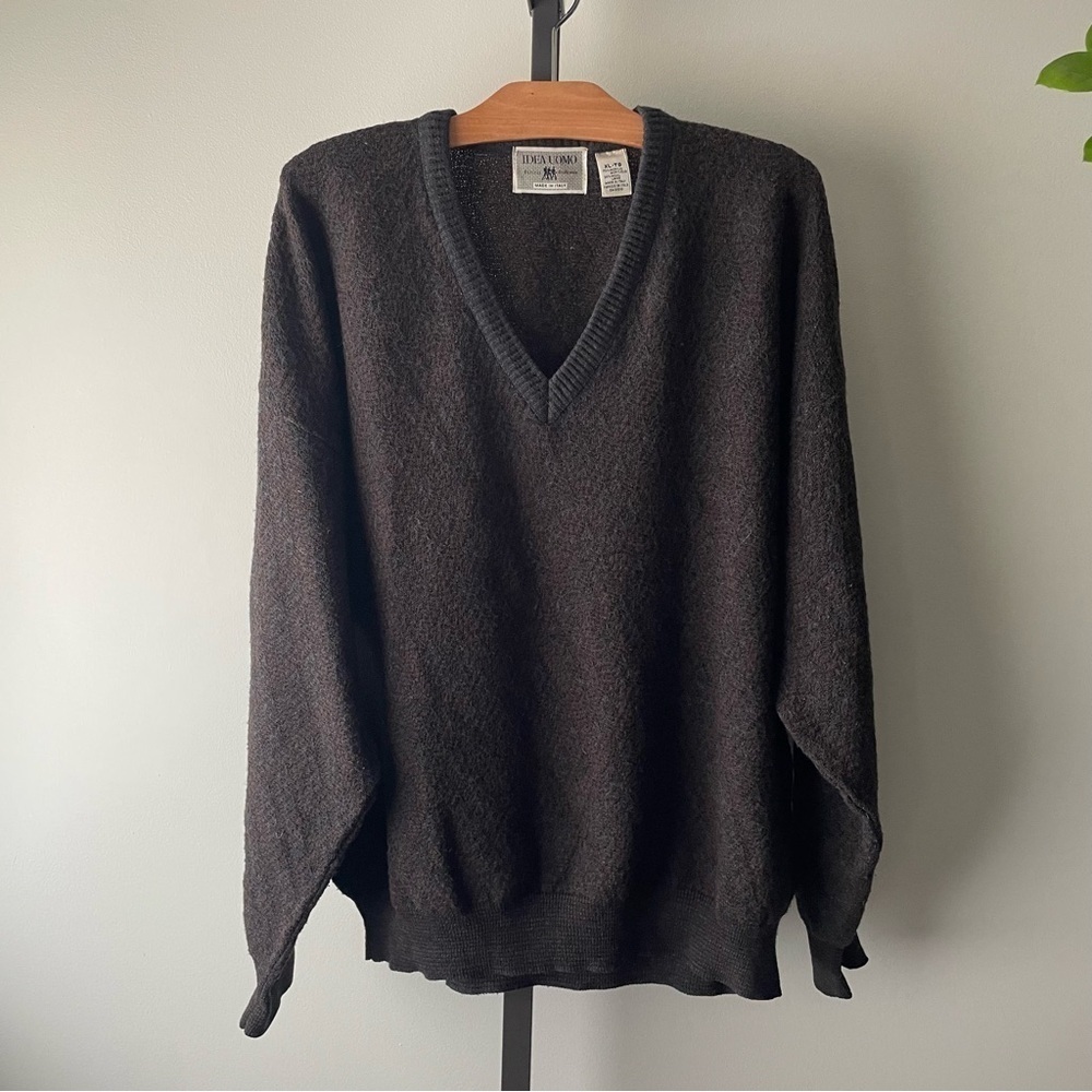 90s Vintage Idea Uomo Italian Wool Vneck Grandpa Dad Vneck Knit Sweater Mens XL